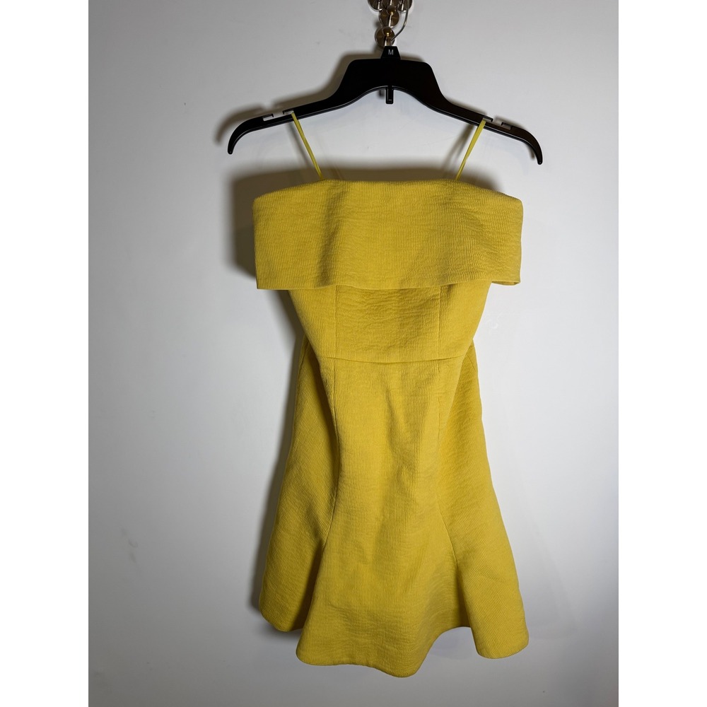 C/MEO Collective Yellow Textured Off-Shoulder Mini Dress Small Cocktail FitFlare